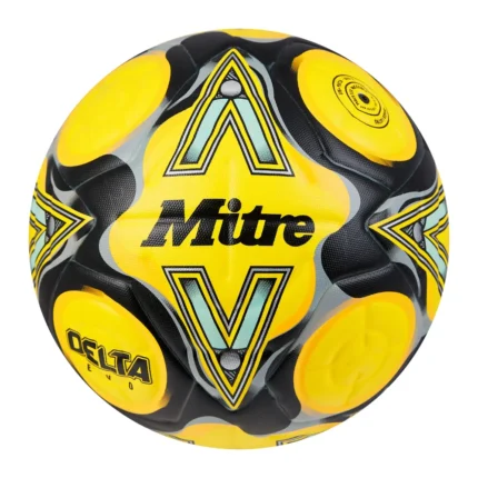 Delta Evo Football Yellow Black high performance Mitre training ball with durable design, precision control and consistent flight